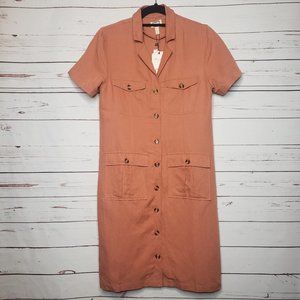 Mo:Vint Linen Blend Button Down Cargo Dress